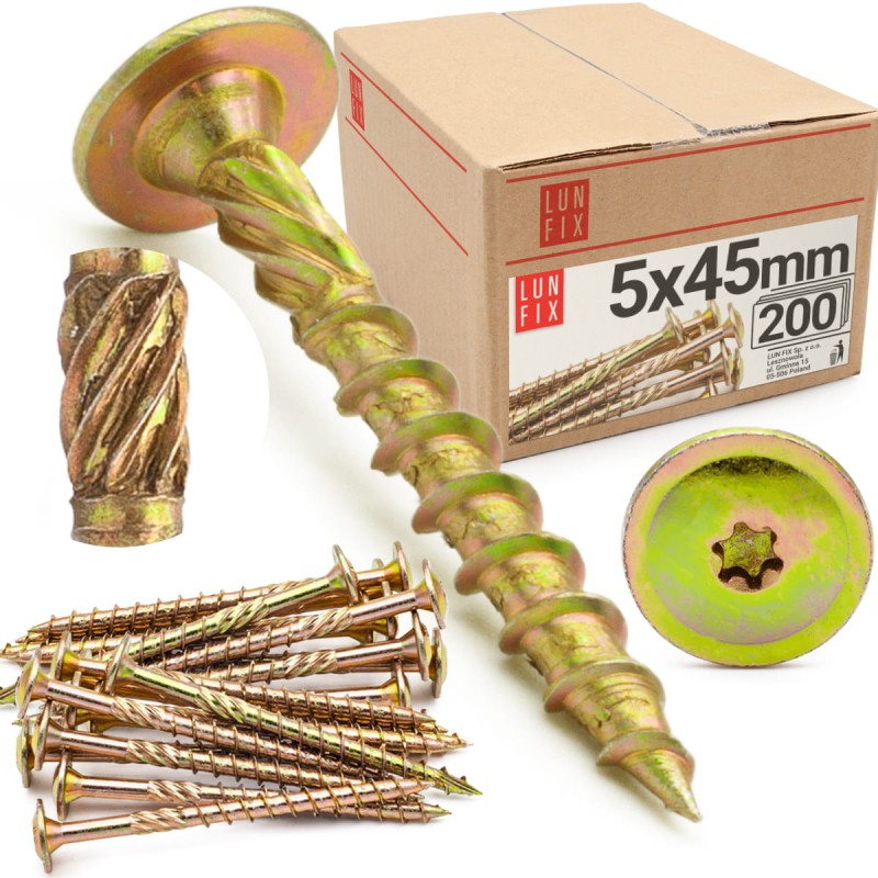 Wkręty ciesielskie talerzowe 5x45 do drewna WKCP 200szt.