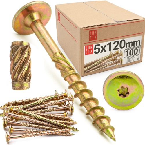 Vis de charpente à tête disque 5x120 WKCP 100 pièces - LUN FIX