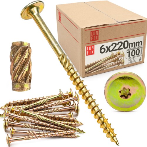 Vis de charpente à tête disque 5x220 WKCP 100 pièces - LUN FIX