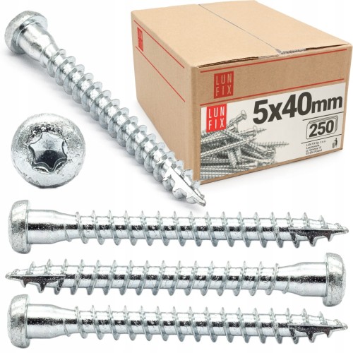 Vis pour connecteurs de charpente 5x40 galvanisée 250 pièces - LUN FIX