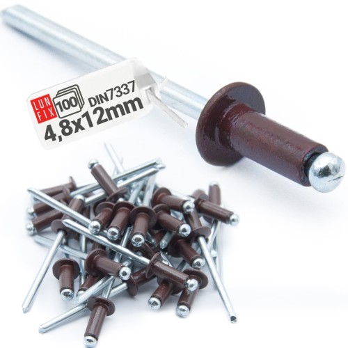 Rivets aveugles 4,8x12 mm RAL8017 BR galvanisés brun - LUN FIX