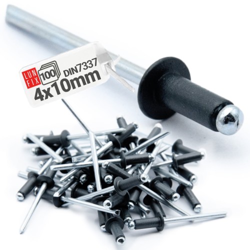 Rivets aveugles 4x10 mm RAL9005 CZARNE galvanisés noir - LUN FIX