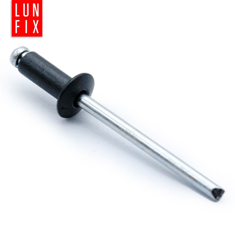 Nity zrywalne 4,8x8mm aluminiowo-stalowe CZARNY RAL9005 100szt.