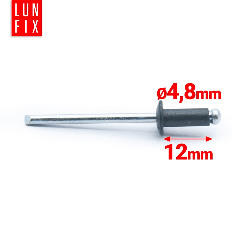 Nity zrywalne 4.8x12mm aluminiowo-stalowe ANTRACYT RAL7016 100szt.