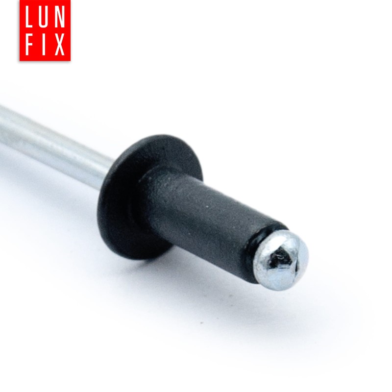 Nity zrywalne 4.8x12mm aluminiowo-stalowe CZARNE RAL9005 100szt.