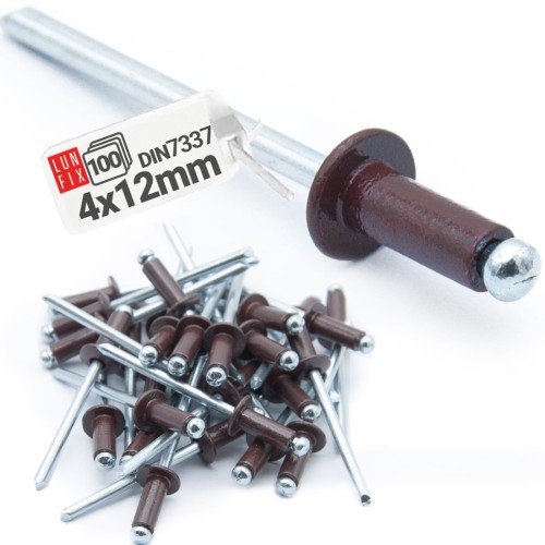 Rivets aveugles 4x12 mm RAL8017 BR galvanisés brun - LUN FIX