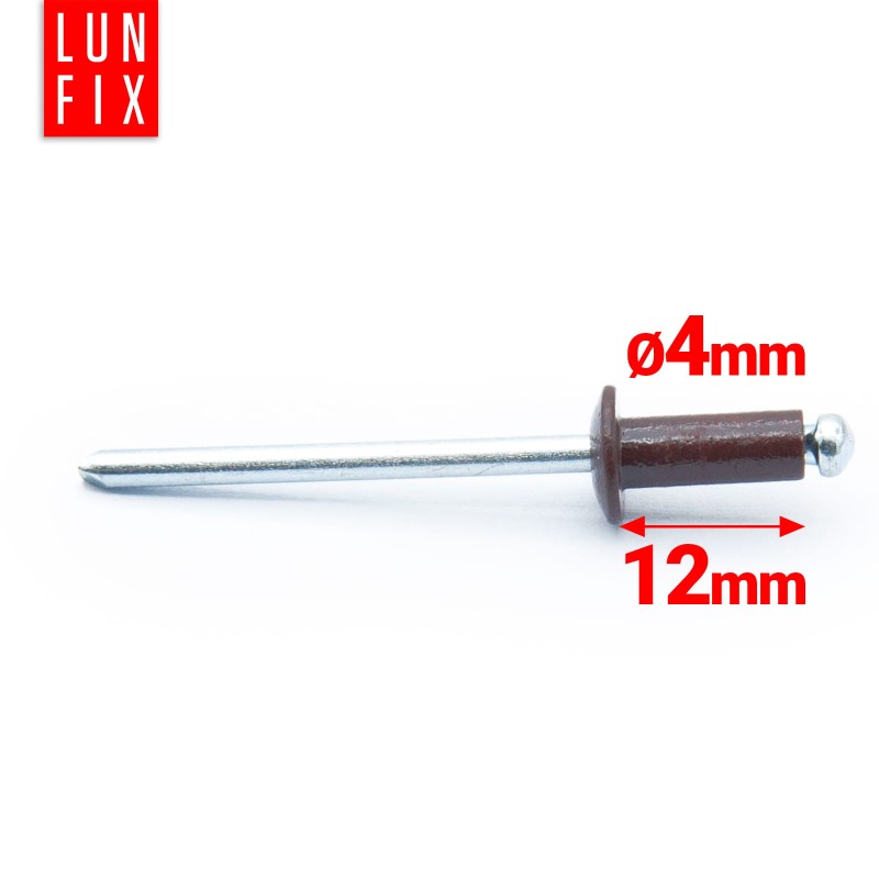 Nity zrywalne 4x12mm aluminiowo-stalowe BRĄZ RAL8017 100szt.