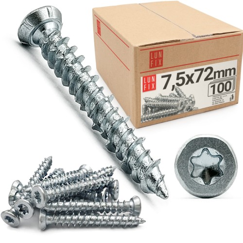 Vis pour huisseries 7,5x72 mm galvanisée 100 pièces - LUN FIX