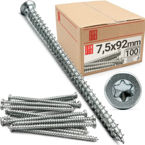 Vis pour huisseries 7,5x92 mm galvanisée 100 pièces - LUN FIX