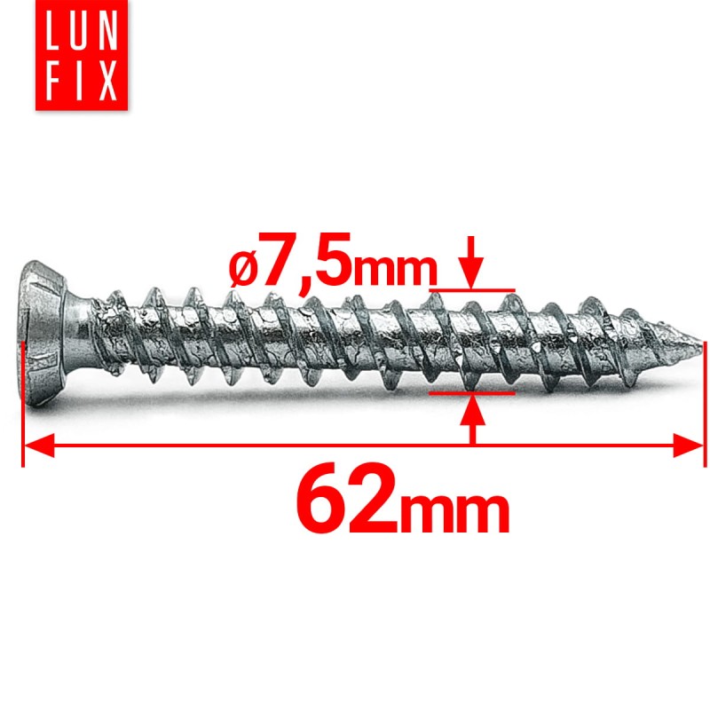 Wkręty do ościeżnic drzwi i okien 7,5x62mm ocynkowane 100szt.