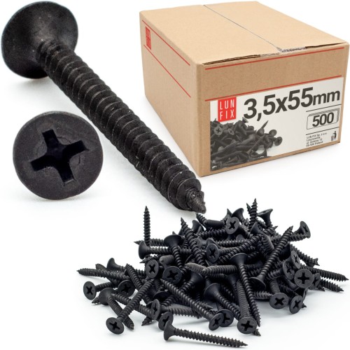 Vis pour plaques de plâtre sur bois 3,5x55 KSGM phosphatée - LUN FIX