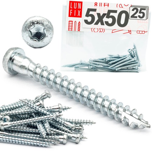 Vis pour connecteurs de charpente 5x50 galvanisée 25 pièces - LUN FIX