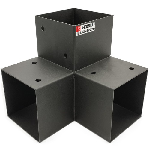 Connecteur pour poutre carrée 120x120 mm 3 extrémités - LUN FIX