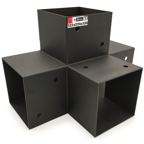 Connecteur pour poutre carrée 120x120 mm 4 extrémités - LUN FIX