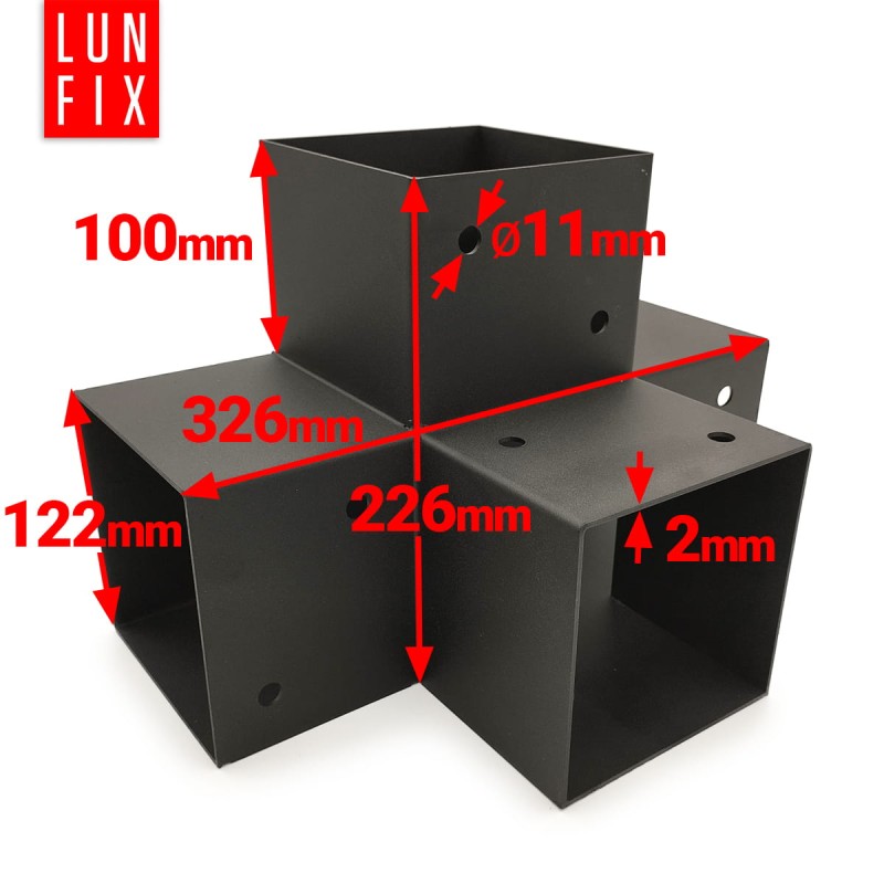 Łącznik belki kwadratowy X 120x120mm wspornik do kantówek 4 końce