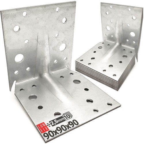 Équerre de fixation 90x90x90x2,5 galvanisée 10 pièces - LUN FIX