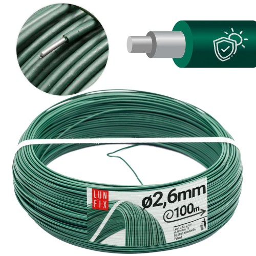 Fil de tension pour grillage 2,6 mm 100 m plastifié PVC vert - LUN FIX