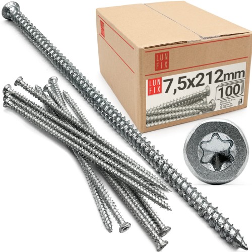 Vis pour huisseries 7,5x212 mm galvanisée 100 pièces - LUN FIX