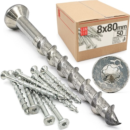 Vis pour béton cellulaire 8x80 TX30 galvanisée 50 pièces - LUN FIX