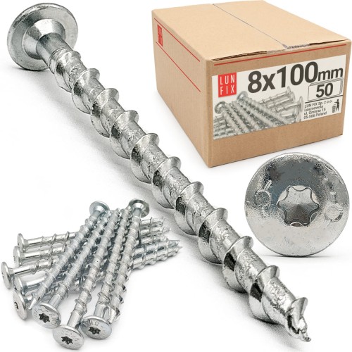 Vis pour béton cellulaire 8x100 TX30 galvanisée 50 pièces - LUN FIX