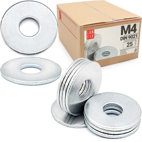 Rondelle large M4 DIN9021 galvanisée 25 pièces - LUN FIX