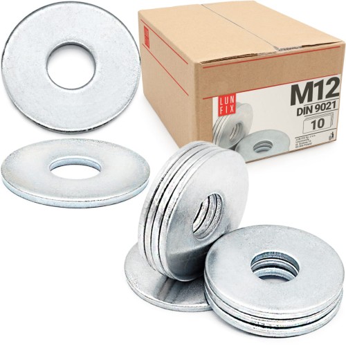 Rondelle large M12 DIN9021 galvanisée 10 pièces - LUN FIX