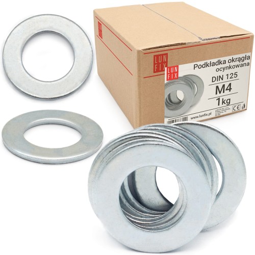 Rondelle plate M4 DIN125 galvanisée 1 kg - LUN FIX