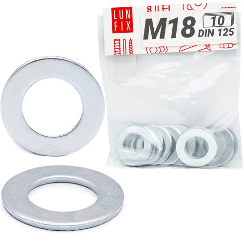 Rondelle plate M18 DIN125 galvanisée 10 pièces - LUN FIX