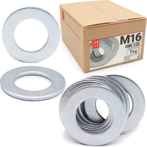 Rondelle plate M16 DIN125 galvanisée 1 kg - LUN FIX