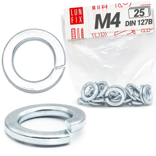 Rondelle Grower M4 DIN127 galvanisée 25 pièces - LUN FIX
