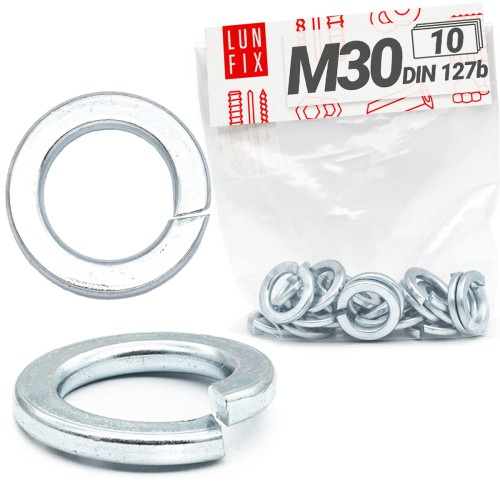 Rondelle Grower M30 DIN127 galvanisée 10 pièces - LUN FIX