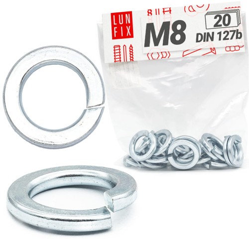 Rondelle Grower M8 DIN127 galvanisée 20 pièces - LUN FIX