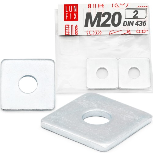 Rondelle carrée M20 60x60x5 mm galvanisée 2 pièces - LUN FIX