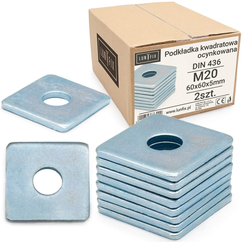 Podkładka kwadratowa M20 ocynkowana 60x60x5mm 2szt.