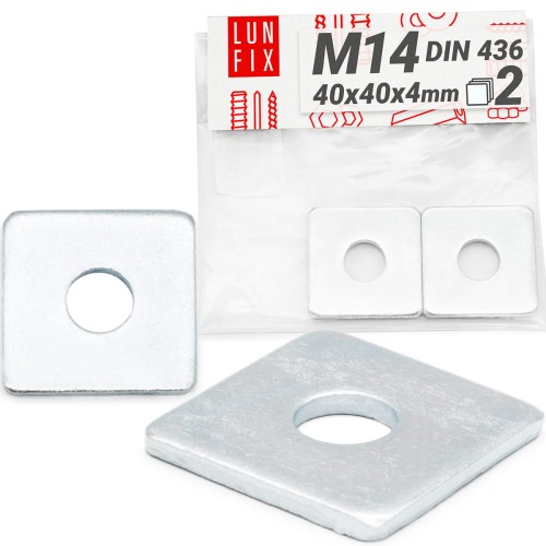 Rondelle carrée M14 50x50x6 mm galvanisée 2 pièces - LUN FIX