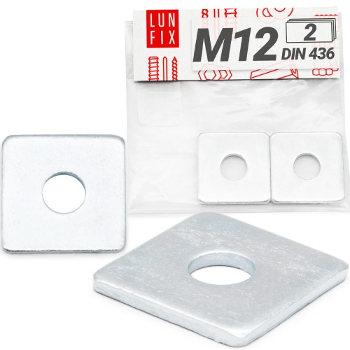 Rondelle carrée M12 40x40x3,5 mm galvanisée 2 pièces - LUN FIX