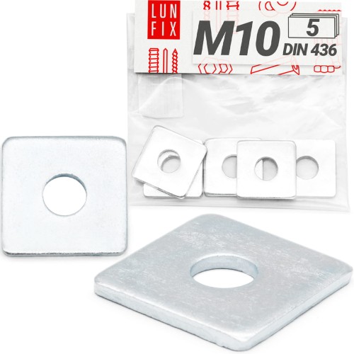 Rondelle carrée M10 30x30x3 mm galvanisée 5 pièces - LUN FIX