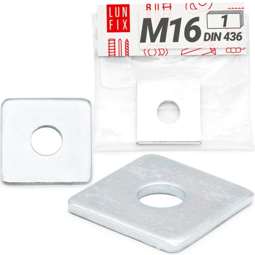 Rondelle carrée M16 50x50x4,5 mm galvanisée - LUN FIX