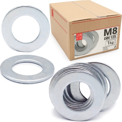 Rondelle plate M8 DIN125 galvanisée 1 kg - LUN FIX