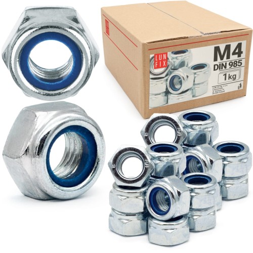 Écrou autofreiné DIN 985 M4 galvanisé 1 kg - LUN FIX