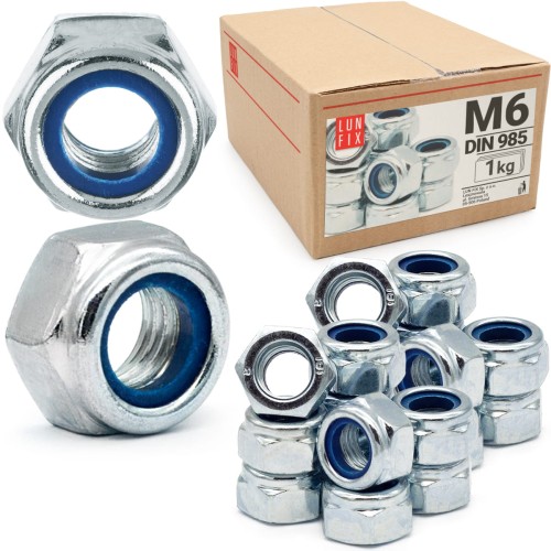Écrou autofreiné DIN 985 M6 galvanisé 1 kg - LUN FIX