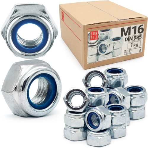 Écrou autofreiné DIN 985 M16 galvanisé 1 kg - LUN FIX