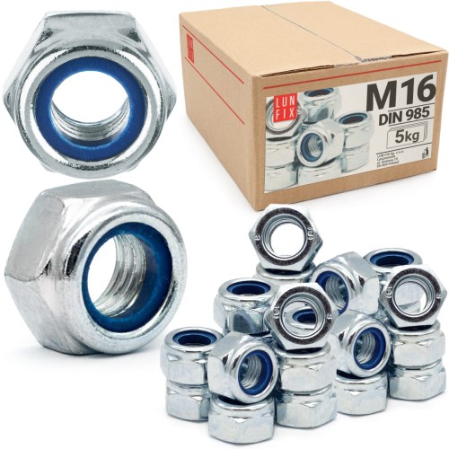 Écrou autofreiné DIN 985 M16 galvanisé 5 kg - LUN FIX