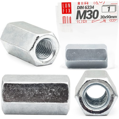 Écrou M30 DIN6334 galvanisé 1 pièce - LUN FIX
