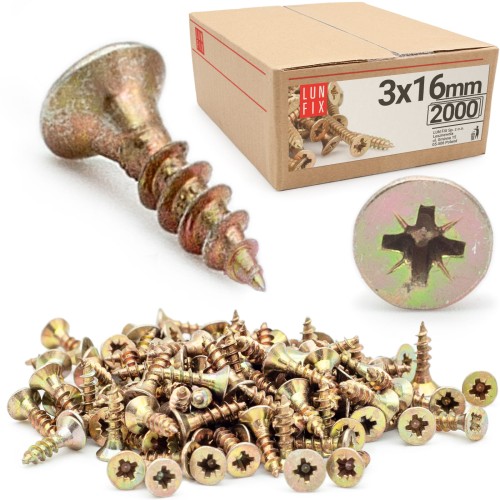 Vis universelles 3x16 KDH galvanisées 2000 pièces - LUN FIX