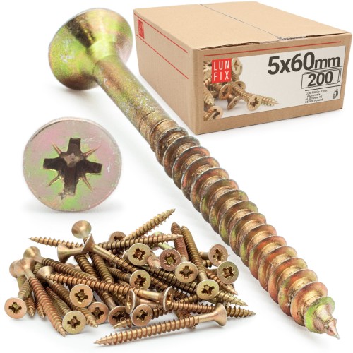 Vis universelles 5x60 KDH galvanisées 200 pièces - LUN FIX