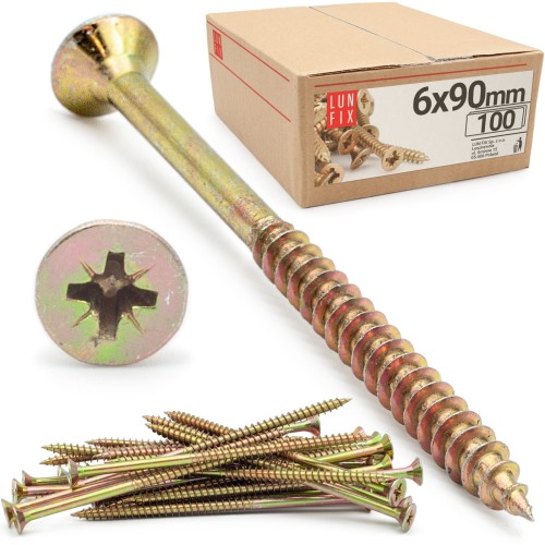Vis universelles 6x90 KDH galvanisées 100 pièces - LUN FIX