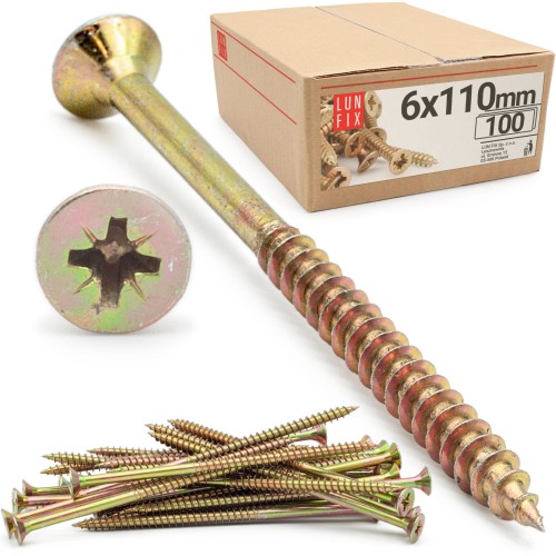 Vis universelles 6x110 KDH galvanisées 100 pièces - LUN FIX