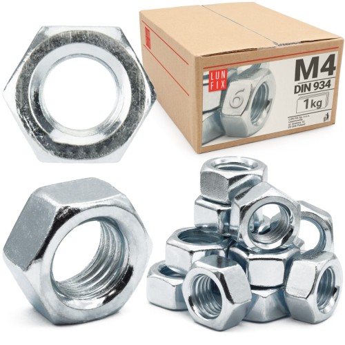 Écrou hexagonal DIN 934 M4 galvanisé 1 kg - LUN FIX
