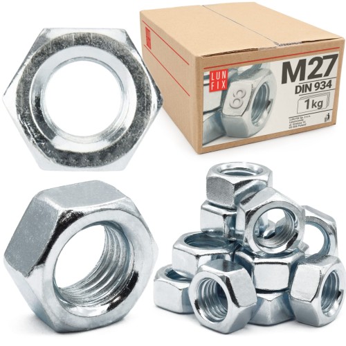 Écrou hexagonal DIN 934 M27 galvanisé 1 kg - LUN FIX